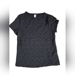 Old Navy Black Lacy Floral Pattern T Shirt Size S